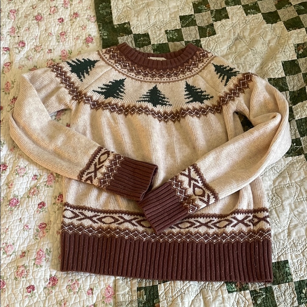 Kiel James Patrick Brown and Cream Crew Neck Sweater